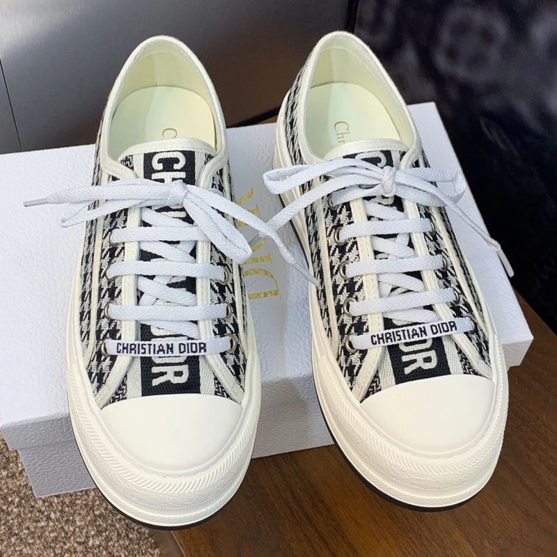 Walk'n'Dior Platform Sneakers Unisex Micro Houndstooth Motif Canvas Black StreetReady 1588 - Image 3