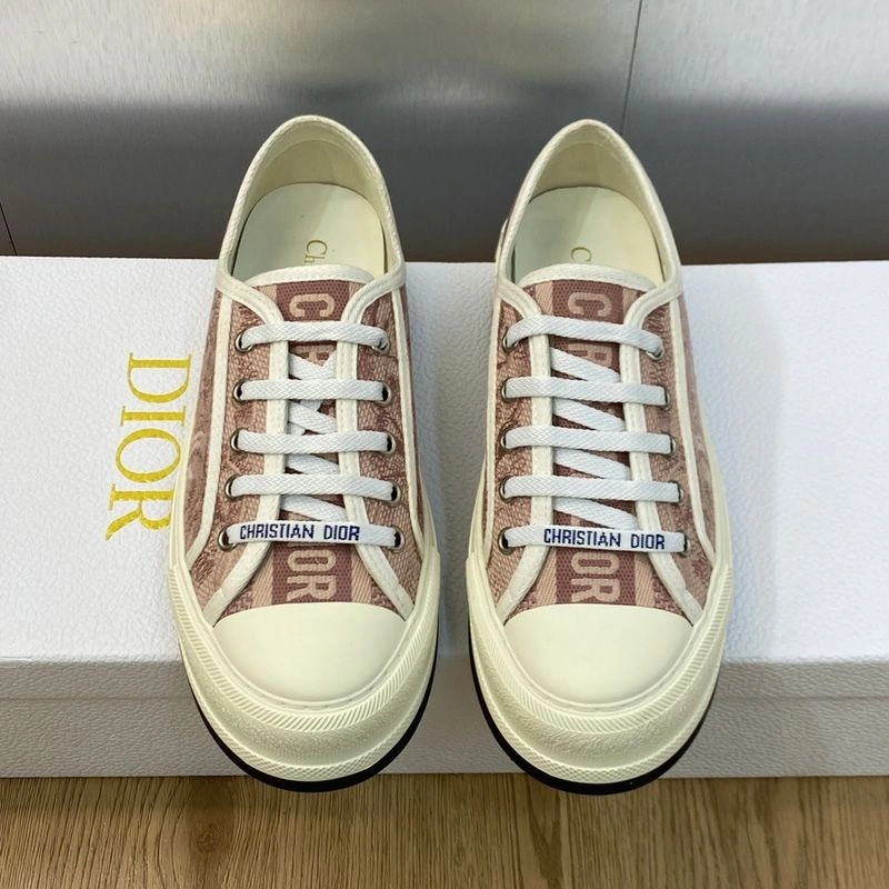 Walk'n'Dior Platform Sneakers Unisex Toile de Jouy Motif Canvas Pink HighQuality 4844 - Image 3