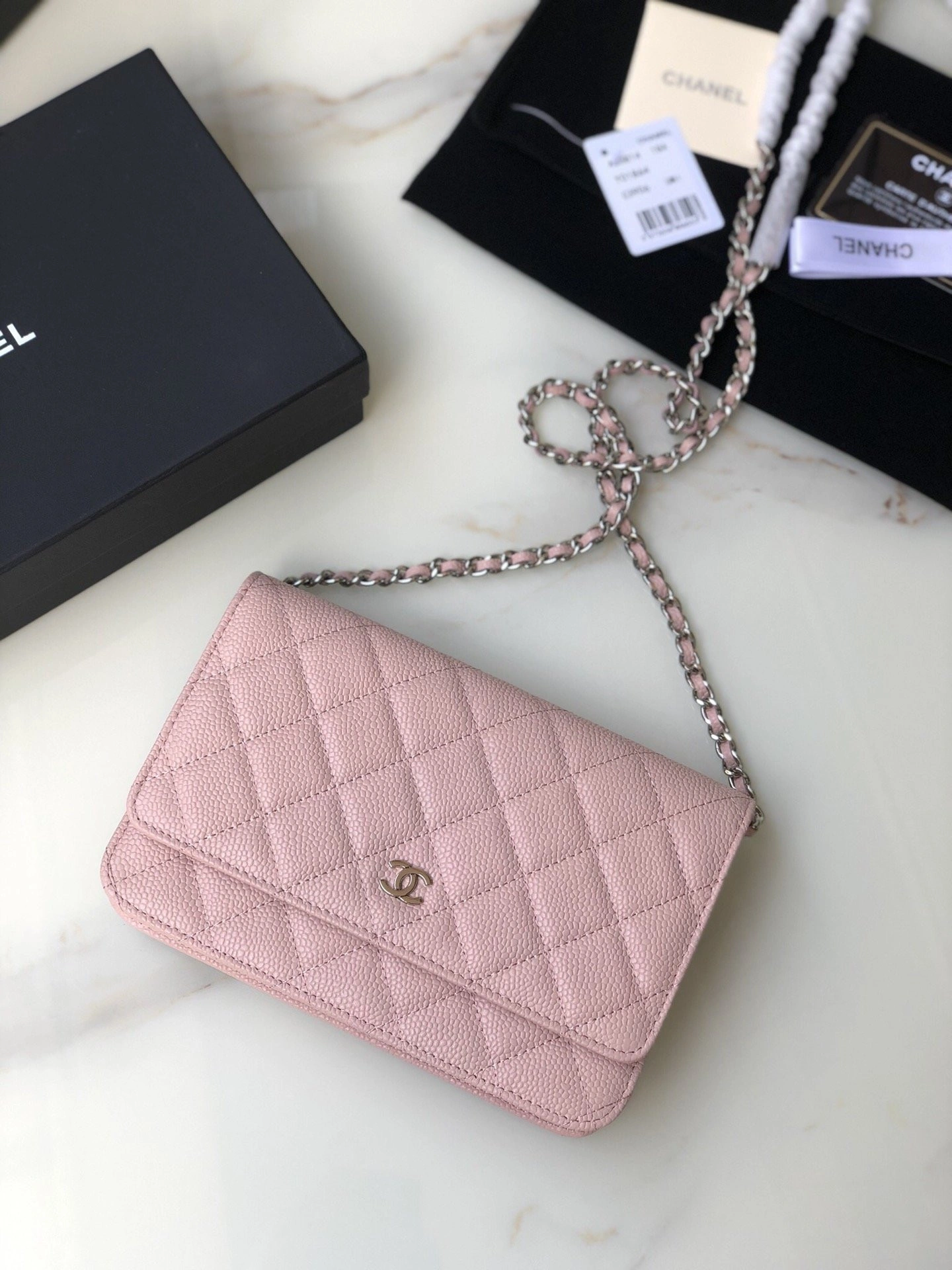 CHANEL CHAIN WALLET CAVIAR WITH SILVER HARDWARE HighQuality 716 - Image 8