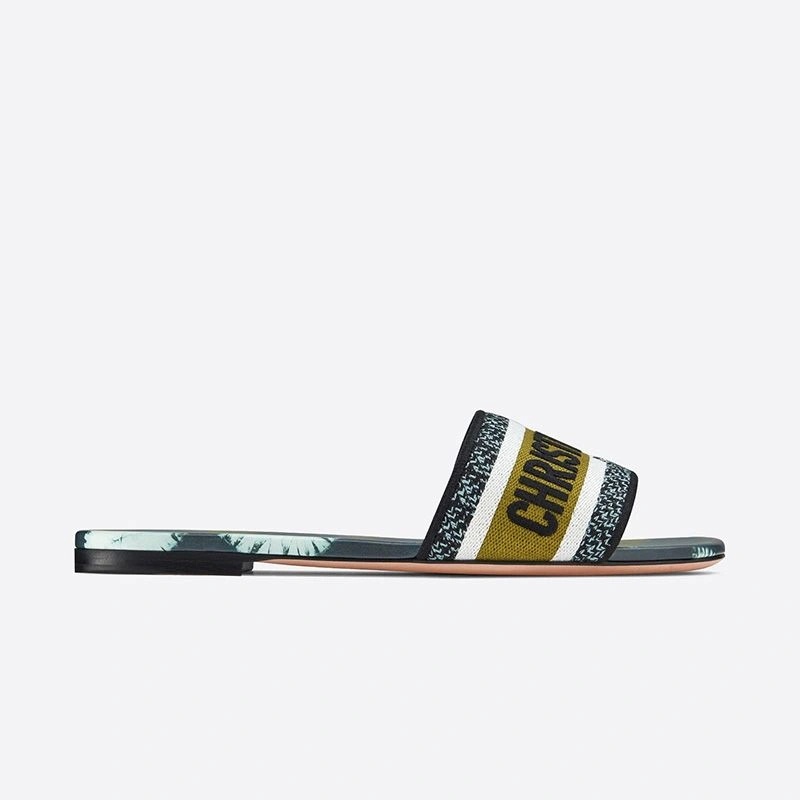 Christian Dior Dway Slides Women Tie & Dye Motif Canvas Green - Image 4
