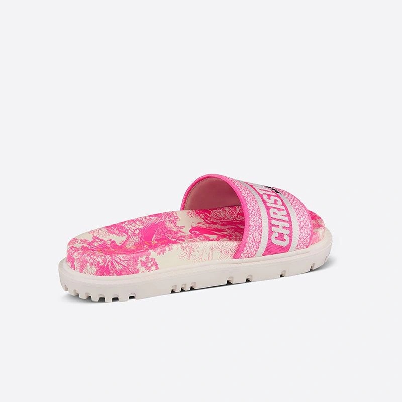 Christian Dior Dway Slides Women Toile De Jouy Motif Cotton Pink - Image 3