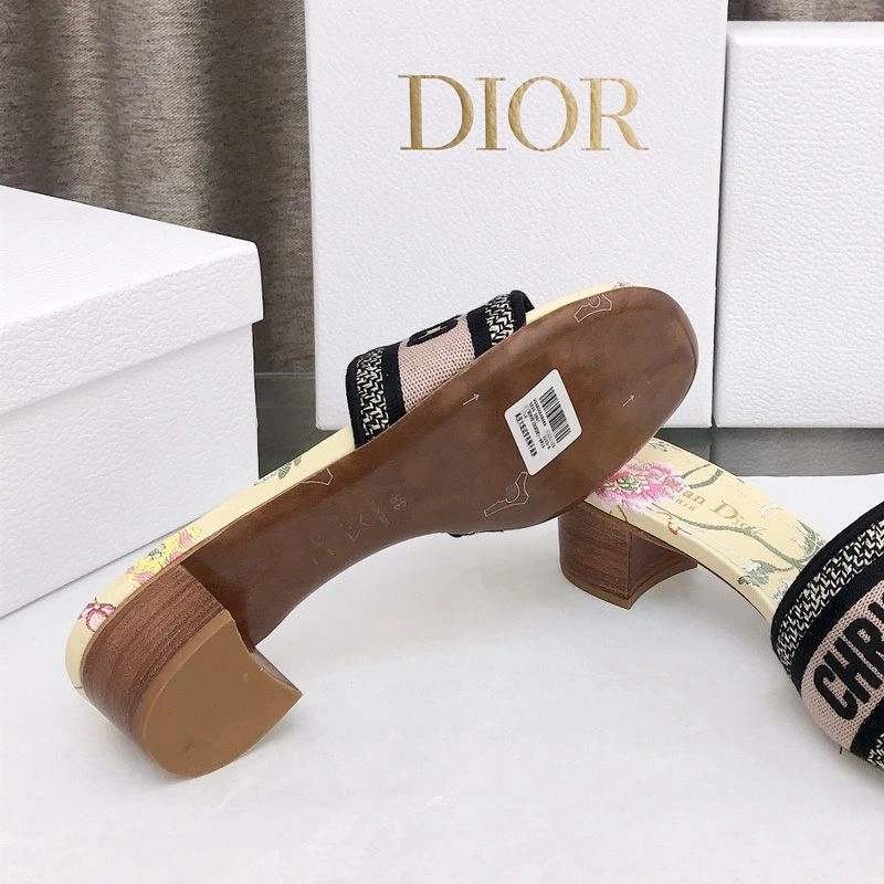 Christian Dior Dway Slides Women Petites Fleurs Motif Canvas Yellow - Image 4