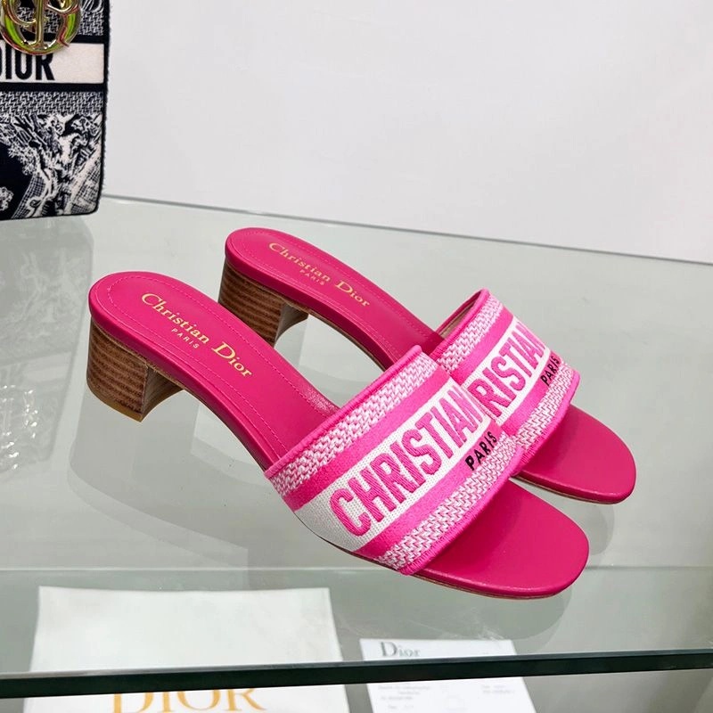 Christian Dior Dway Slides Women Canvas Rose - Image 3