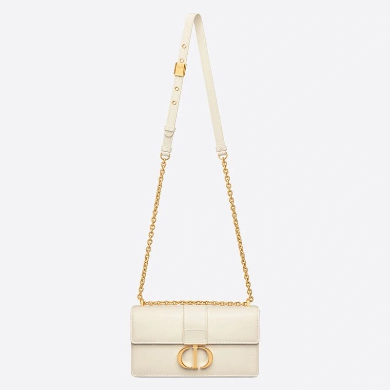 Dior 30 Montaigne East-West Bag With Chain Calfskin White - Image 5