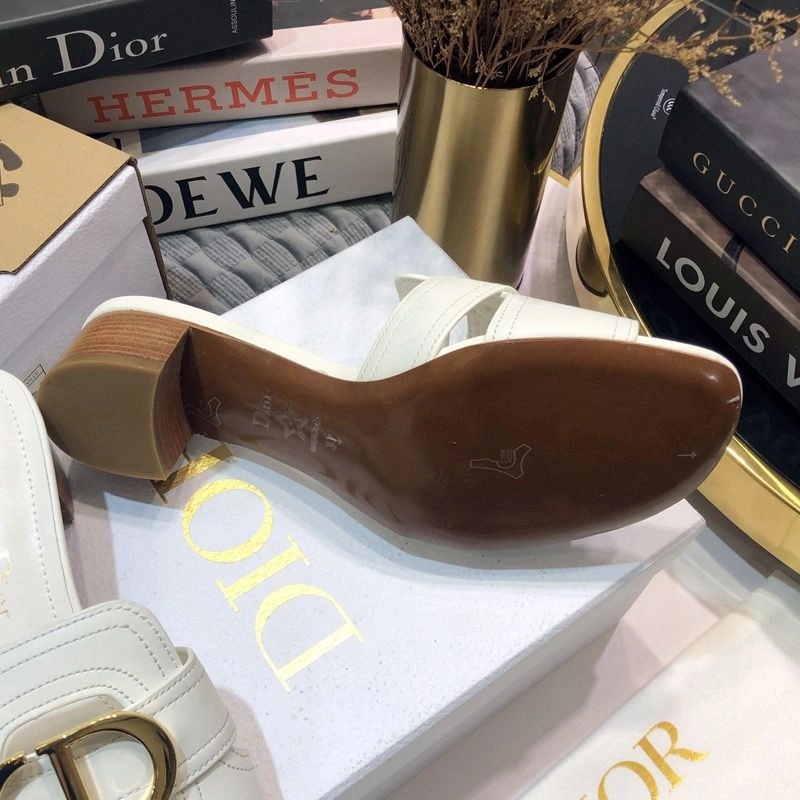 Dior 30 Montaigne Slides Women Calfskin White - Image 5