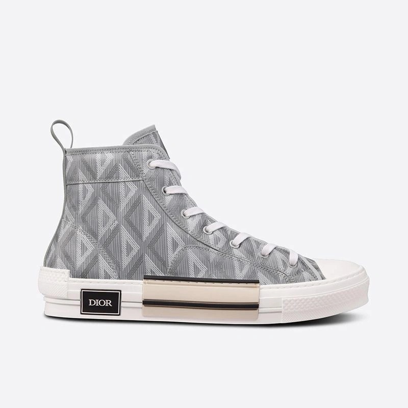 Dior B23 High-Top Sneakers Unisex CD Diamond Motif Canvas Grey - Image 4