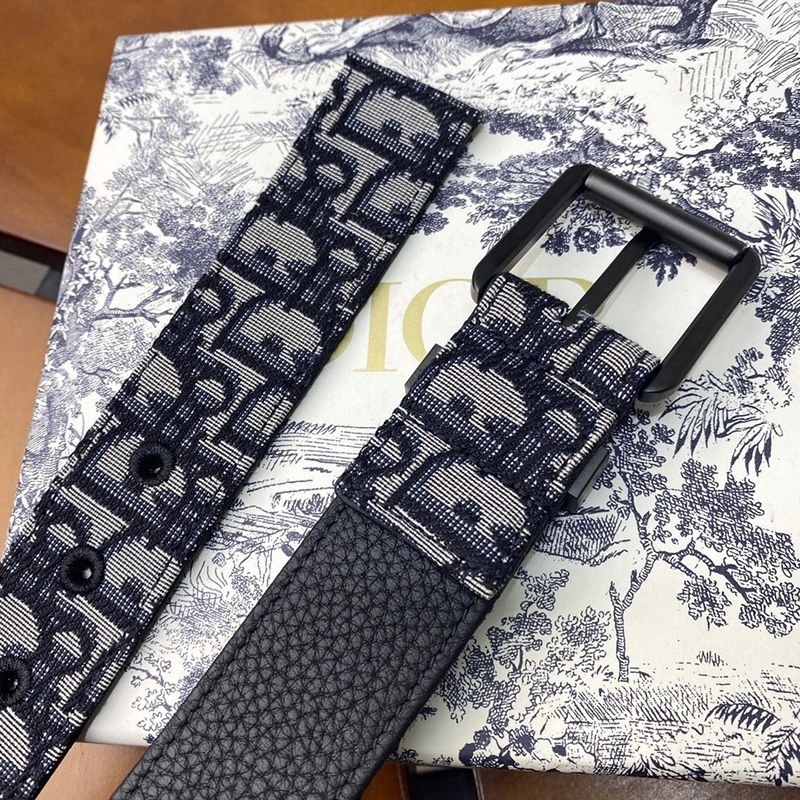 Dior Belt Oblique Motif Canvas Blue Black - Image 3