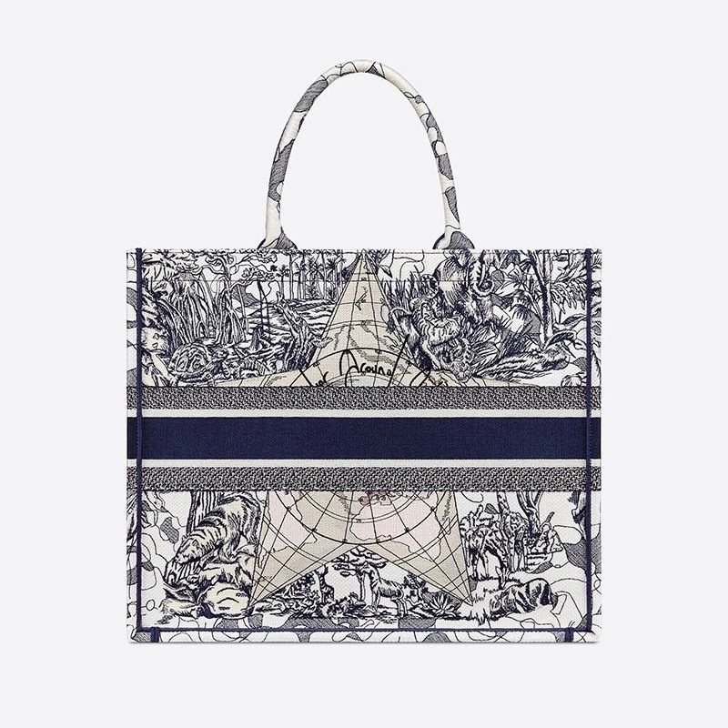 Dior Book Tote Around the World Motif Canvas Blue - Image 3