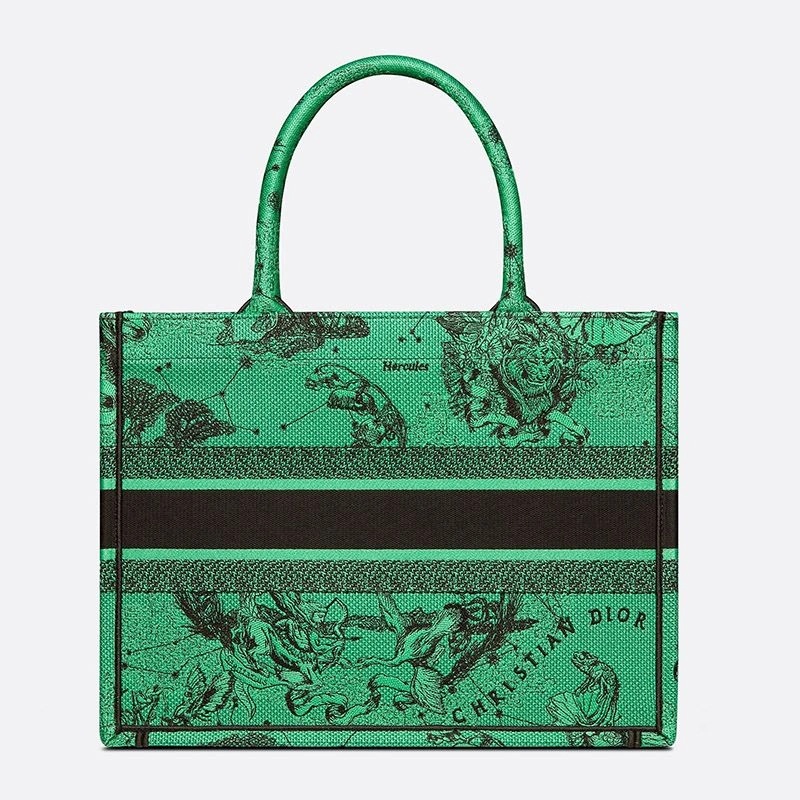 Dior Book Tote Toile de Jouy Zodiac Motif Canvas Green - Image 3