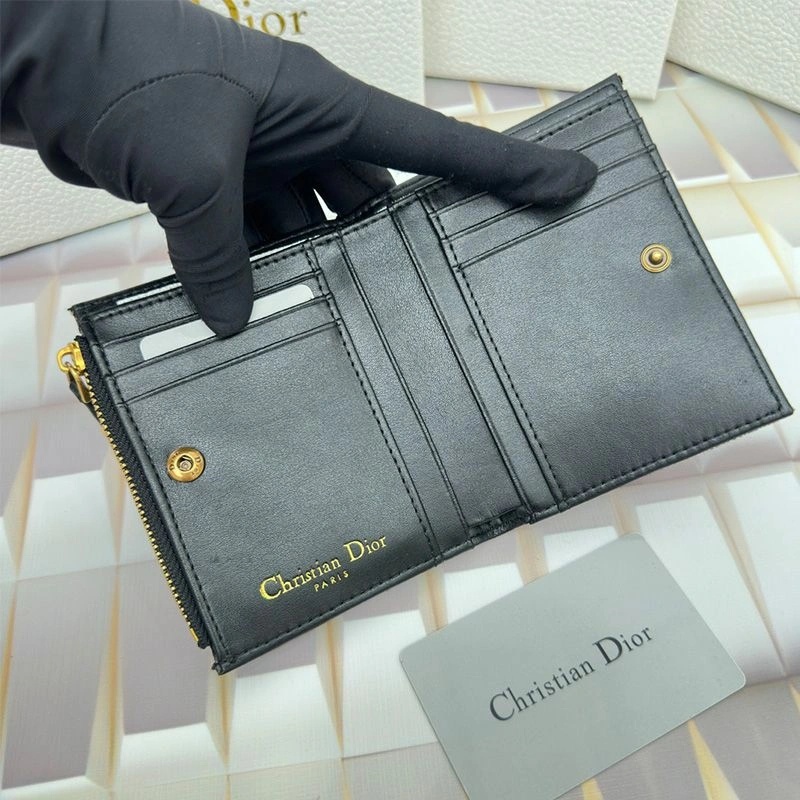 Dior Caro Dahlia Card Holder Oblique Motif Canvas Calfskin Blue - Image 3