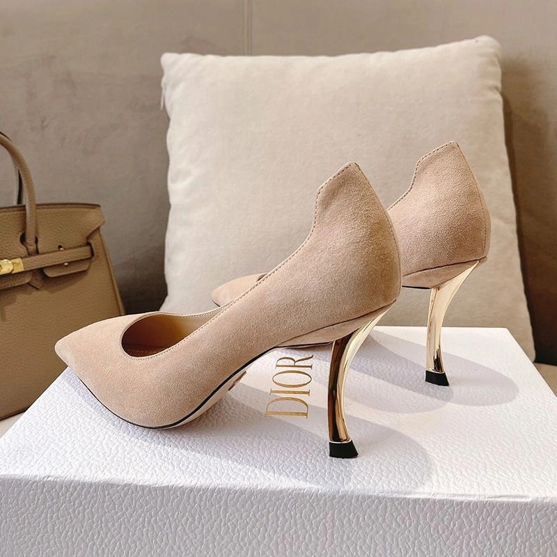 Dior D-Fame Pumps Women Suede Apricot - Image 3