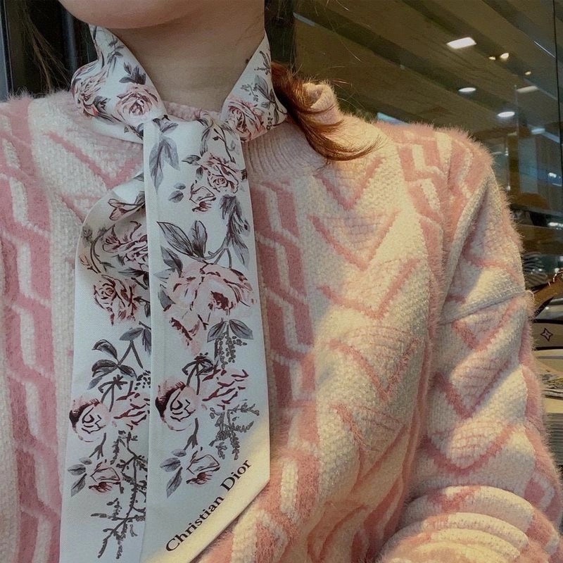 Dior Mitzah Twill Granville Motif Silk White Grey - Image 3