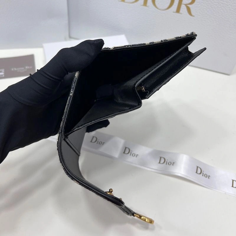 Dior Saddle Three-Fold Card Holder Oblique Motif Canvas Black - Image 4