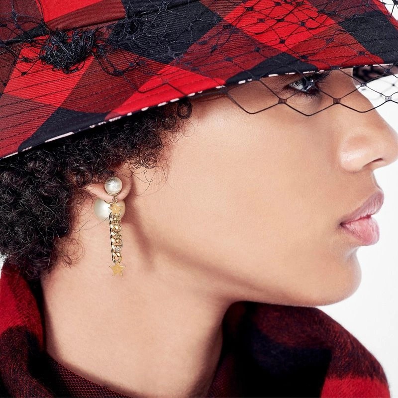 Dior Tribales Earrings Chain and White Resin Pearls Gold - Image 3