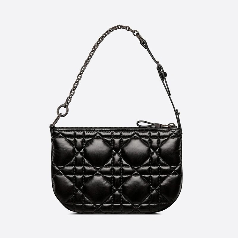 Mini Dior Caro Tulip Bag Quilted Macrocannage Calfskin Black - Image 3