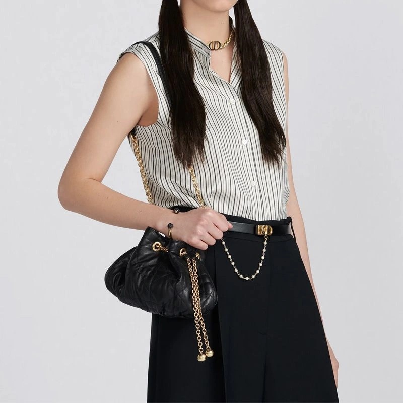 Small Dior Ammi Bag Macrocannage Lambskin Black - Image 5