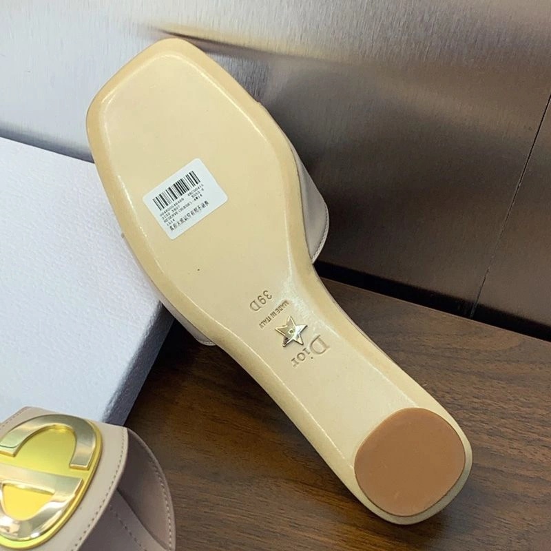 Forever Dior Slides Women Calfskin Khaki - Image 3