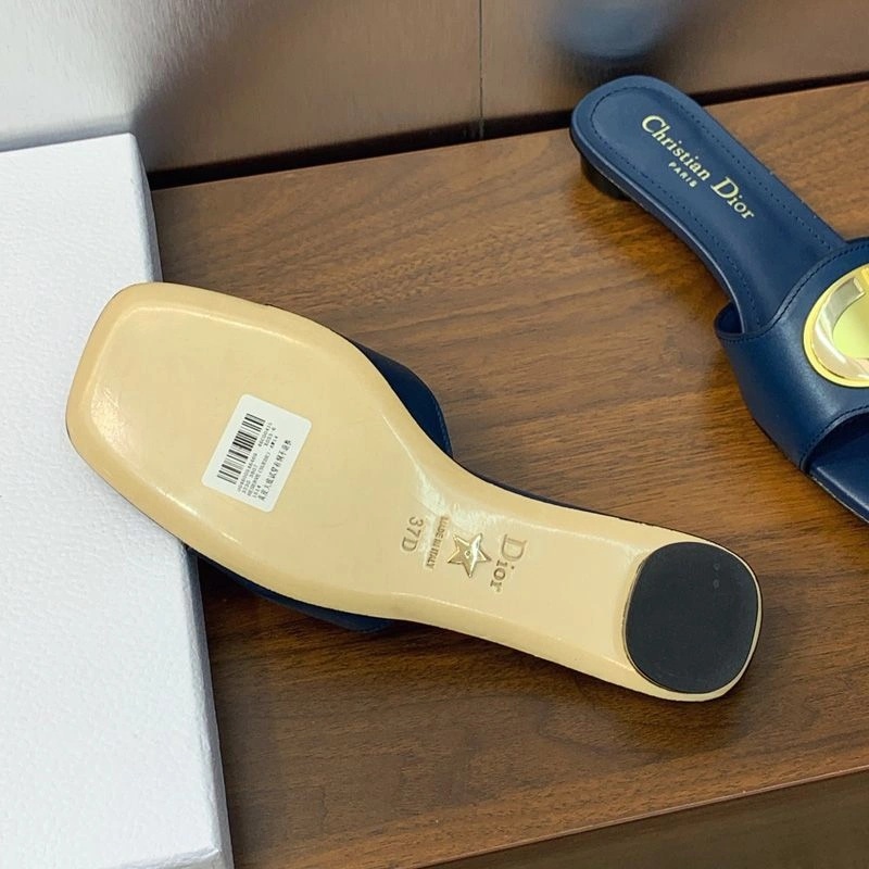 Forever Dior Slides Women Calfskin Navy Blue - Image 3