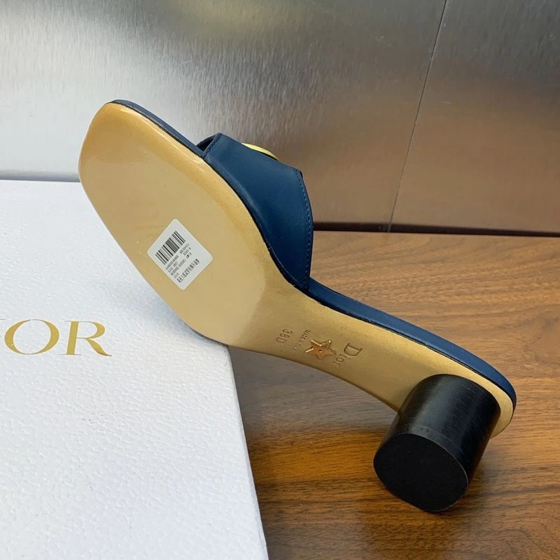 Forever Dior Slides Women Calfskin Navy Blue - Image 5