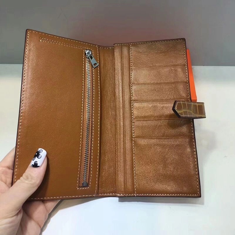 Hermes Bearn Wallet Alligator Leather Palladium Hardware In Brown - Image 3