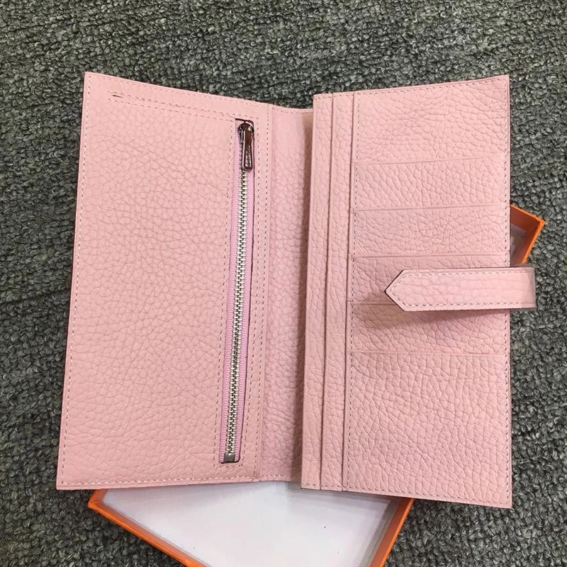 Hermes Bearn Wallet Togo Leather Palladium Hardware In Pink - Image 3