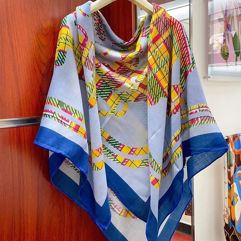 Hermes Brides De Gala Tartan Shawl 140 In Blue - Image 3