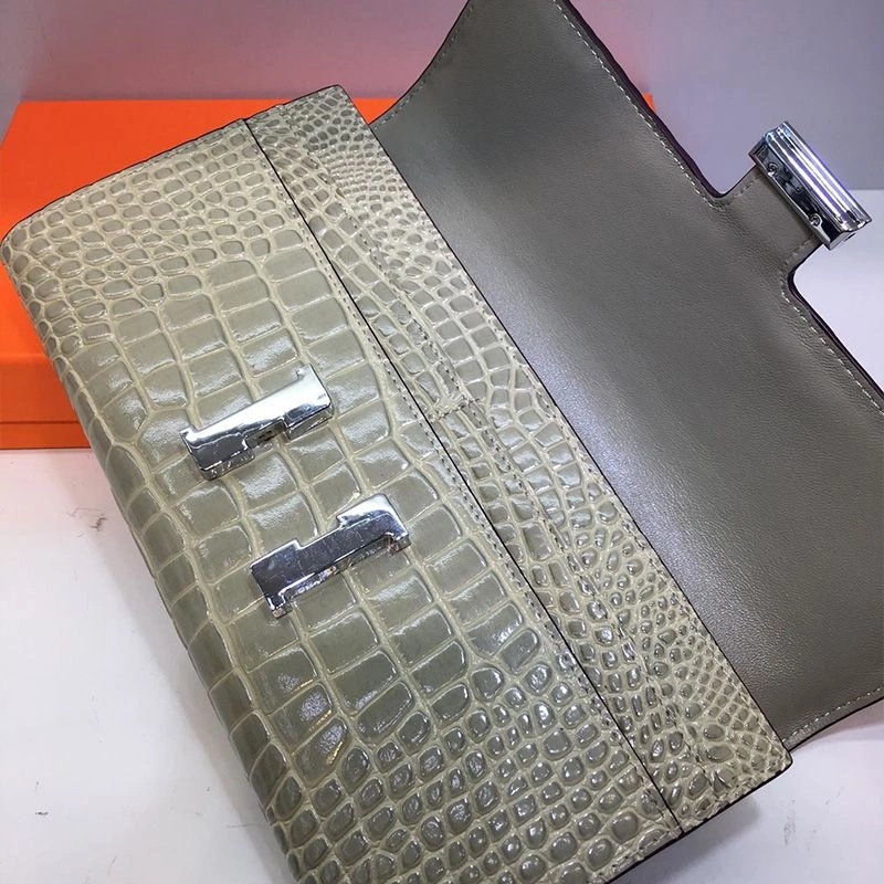 Hermes Constance Wallet Alligator Leather Palladium Hardware In Grey - Image 3