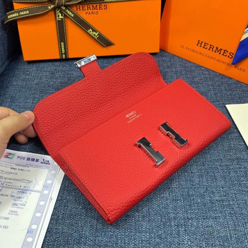 Hermes Constance Wallet Togo Leather Palladium Hardware In Red - Image 3