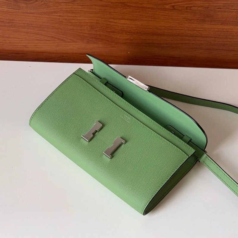 Hermes Constance To Go Wallet Epsom Leather Gold Palladium Hardware In Mint Green - Image 3