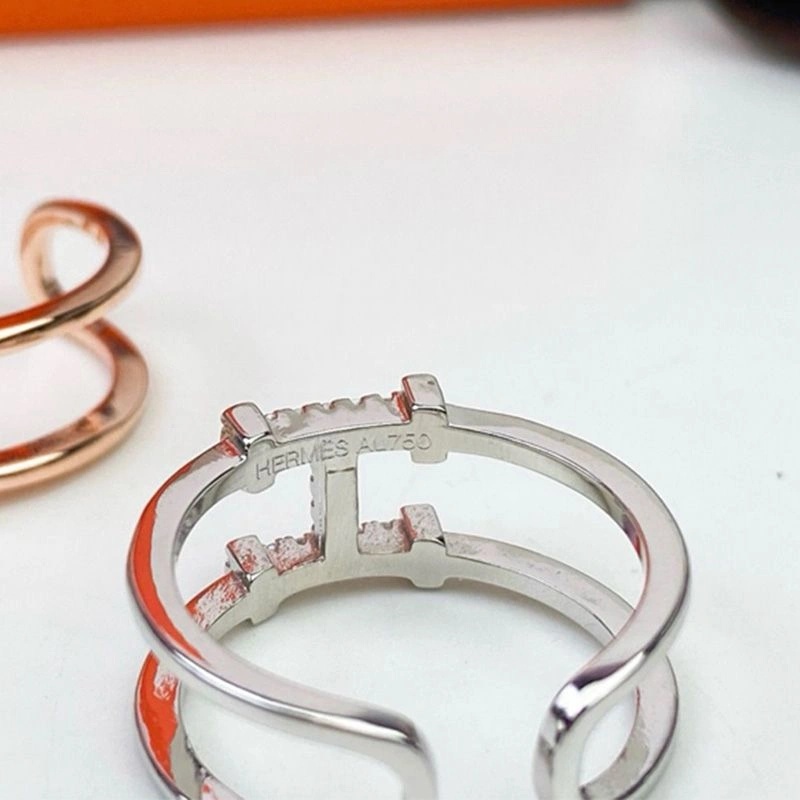 Hermes Crystals H Cuff Ring - Image 3