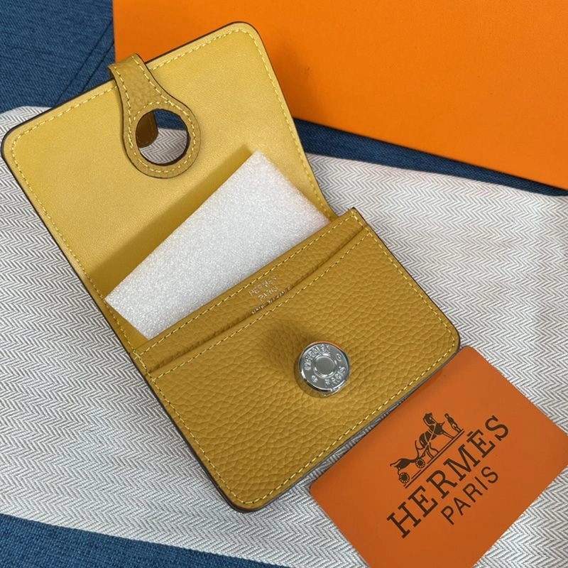 Hermes Dogon Card Holder Togo Leather Palladium Hardware In Yellow - Image 3