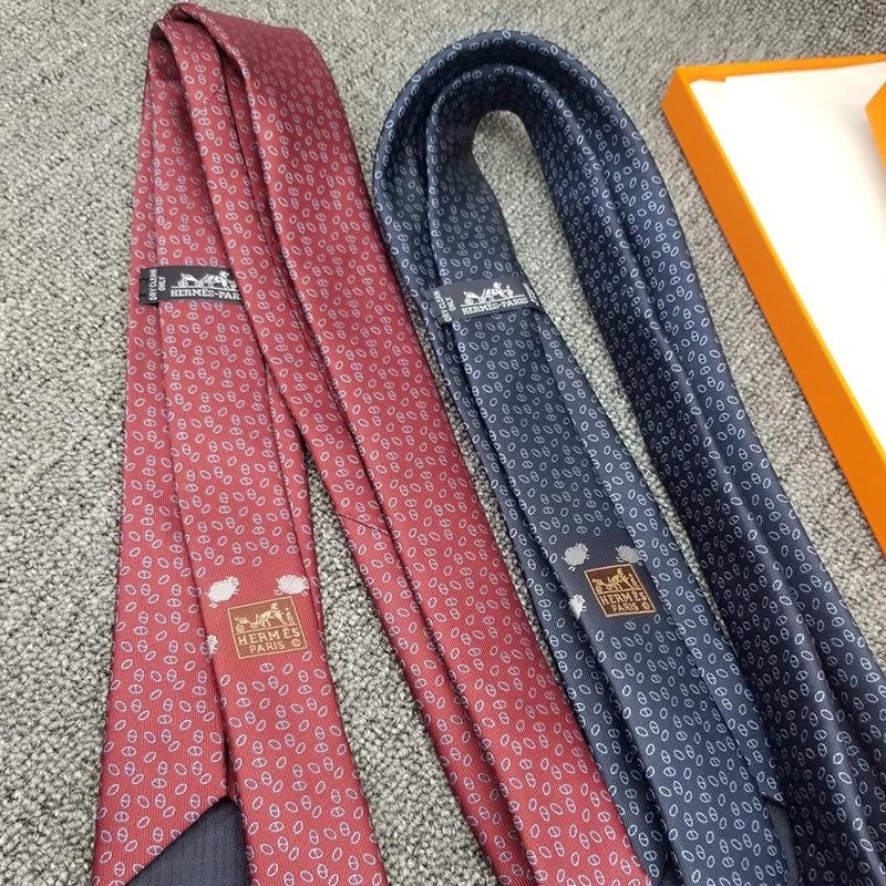 Hermes Double 6 Tissee Maillon Tie In Red - Image 3