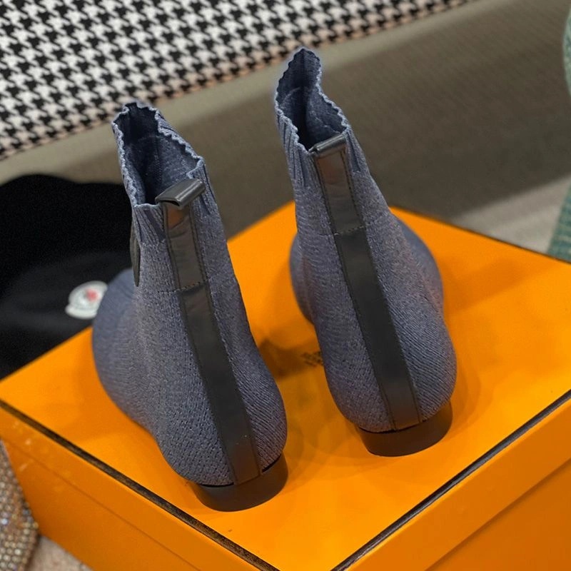 Hermes Duo Ankle Boots Women Knit In Grey - Image 3