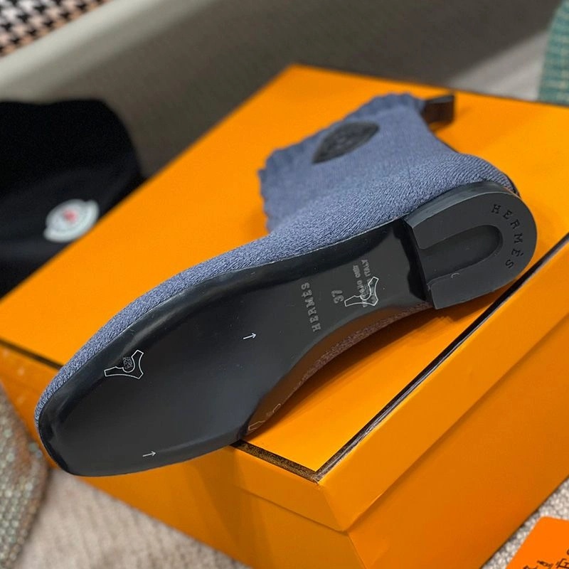 Hermes Duo Ankle Boots Women Knit In Grey - Image 4