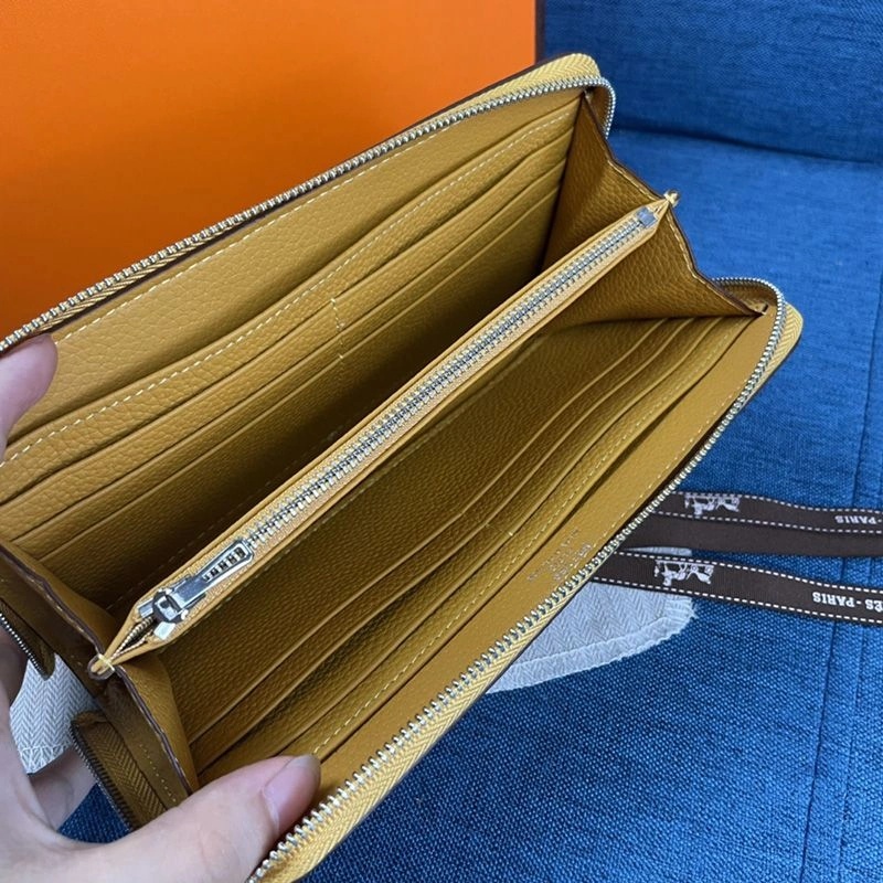 Hermes Evelyne Wallet Togo Leather Palladium Hardware In Yellow - Image 4