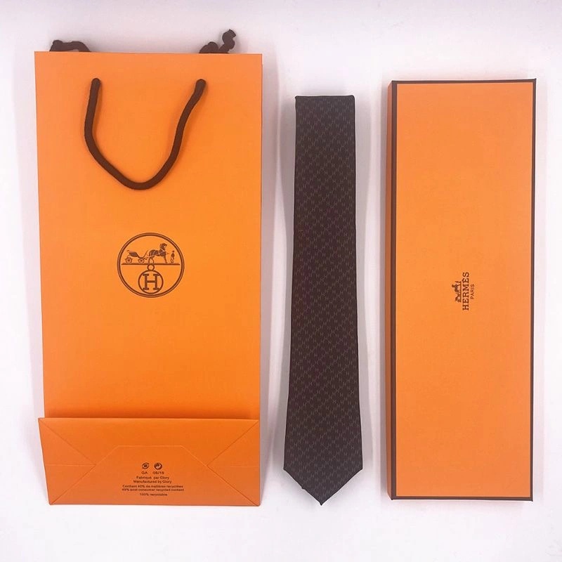 Hermes Faconnee H Tie In Black - Image 3