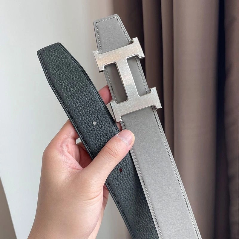 Hermes H Buckle 38 Reversible Belt Leather In Black Grey - Image 3