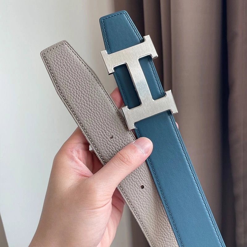 Hermes H Buckle 38 Reversible Belt Leather In Grey Blue - Image 3
