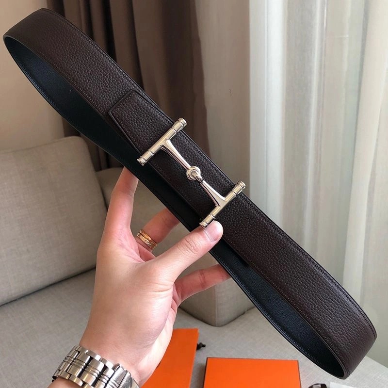 Hermes H Hippique Buckle 38MM Reversible Belt Togo Leather In Coffee - Image 4