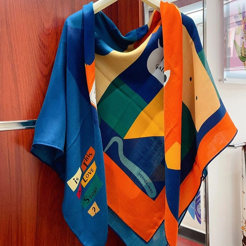 Hermes Is This A Love Story Shawl 140 In Blue - Image 3