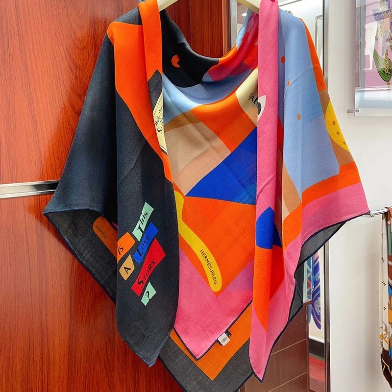 Hermes Is This A Love Story Shawl 140 In Orange - Image 3