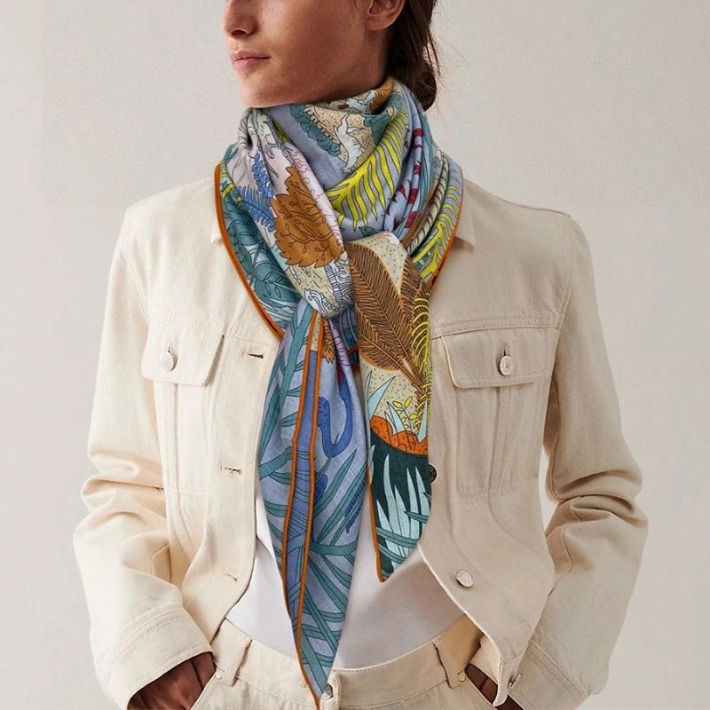 Hermes Le Carnaval Des Animaux Double Face Shawl 140 In Orange - Image 4