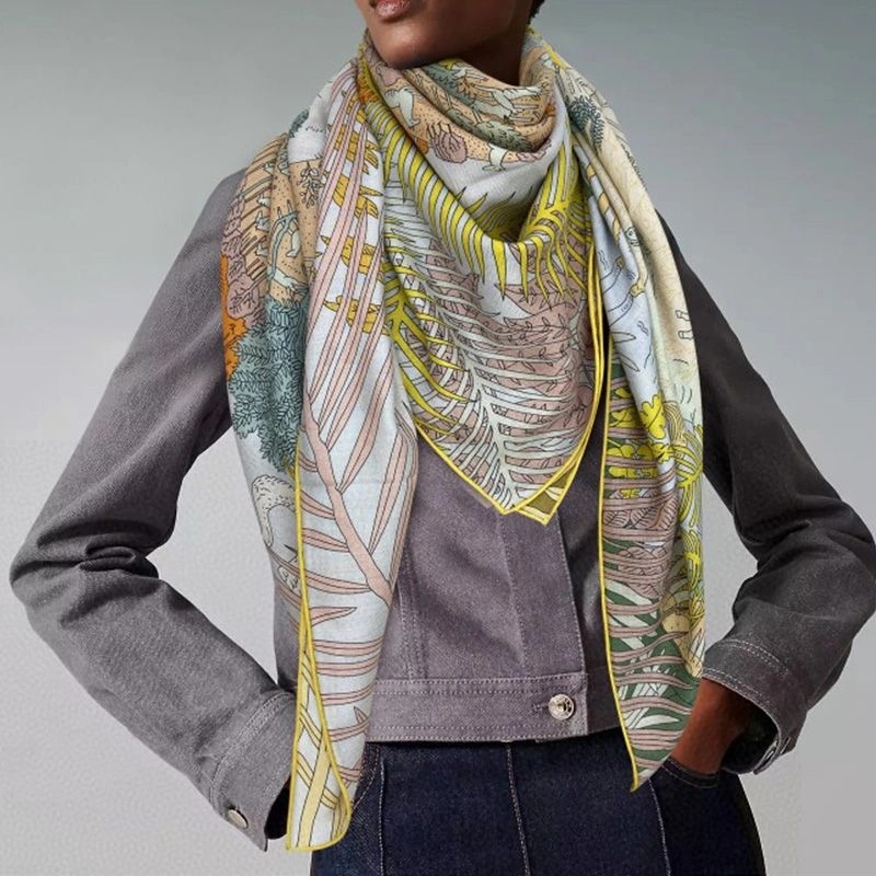 Hermes Le Carnaval Des Animaux Double Face Shawl 140 In Yellow - Image 3