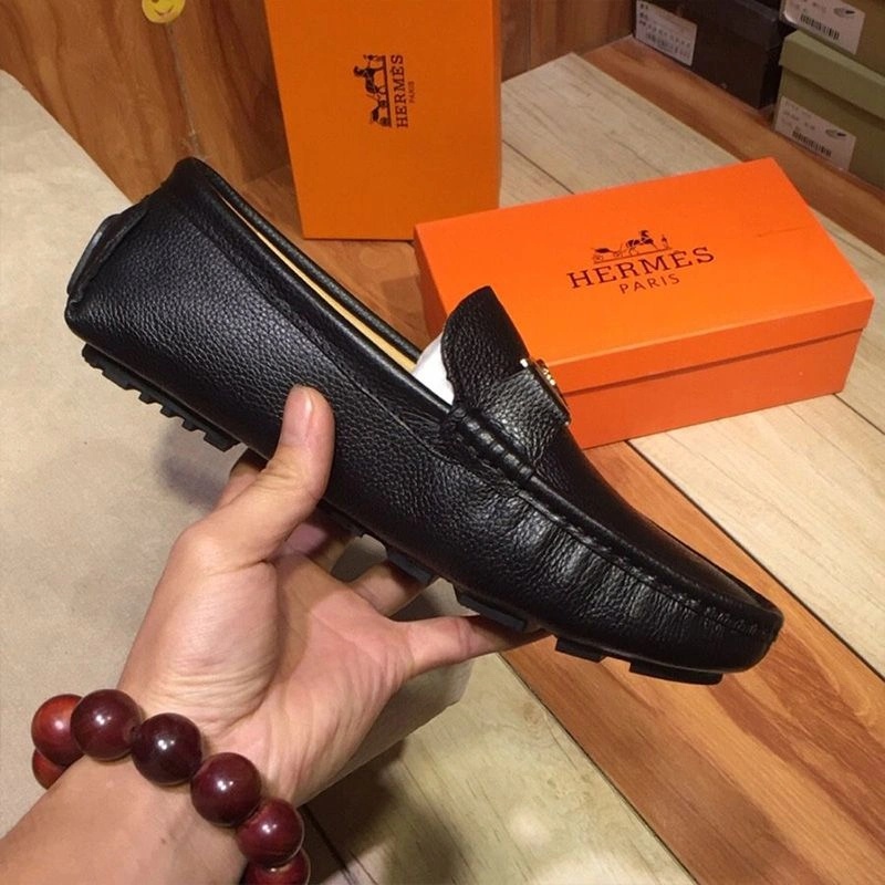 Hermes Loafers Men Togo Leather In Black - Image 3