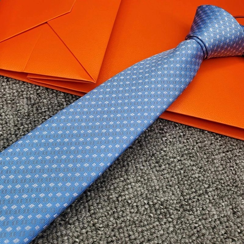 Hermes Maillon Shirting Tie In Sky Blue - Image 3