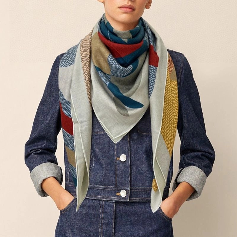 Hermes Mon Premier Galop Double Face Shawl 140 In Green - Image 4