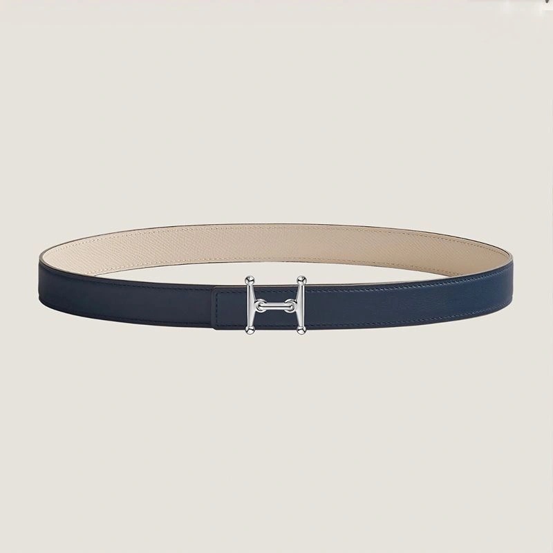 Hermes Mors H 24 Reversible Belt Leather In Blue White - Image 3