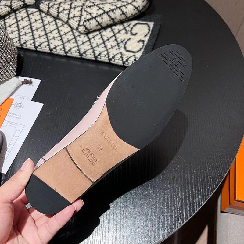 Hermes Paris Loafers Women Calfskin with H Buckle In Cherry - Image 4