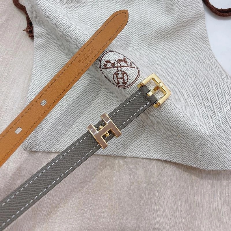 Hermes Pop H 15 Belt Epsom Calfskin In Grey Gold - Image 3