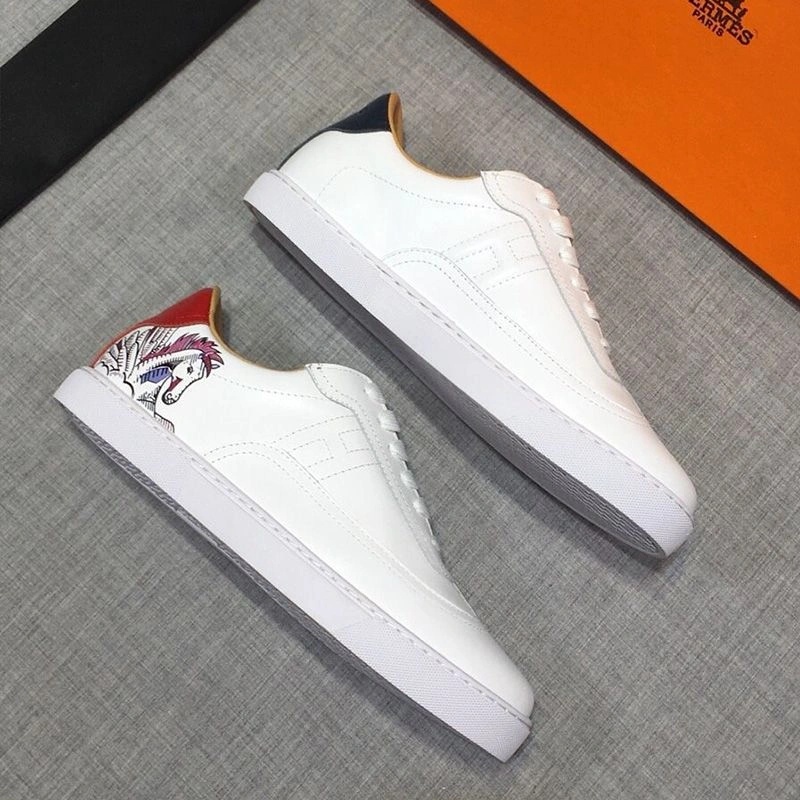 Hermes Quicker Sneakers Men Calfskin In White - Image 3